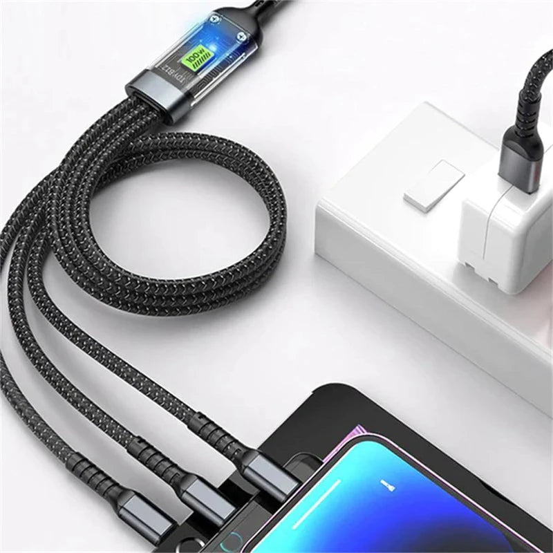 100W 3-In-1 Fast Charging Cable