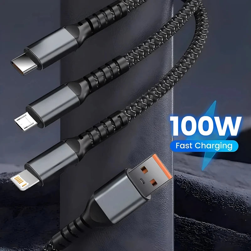 100W 3-In-1 Fast Charging Cable