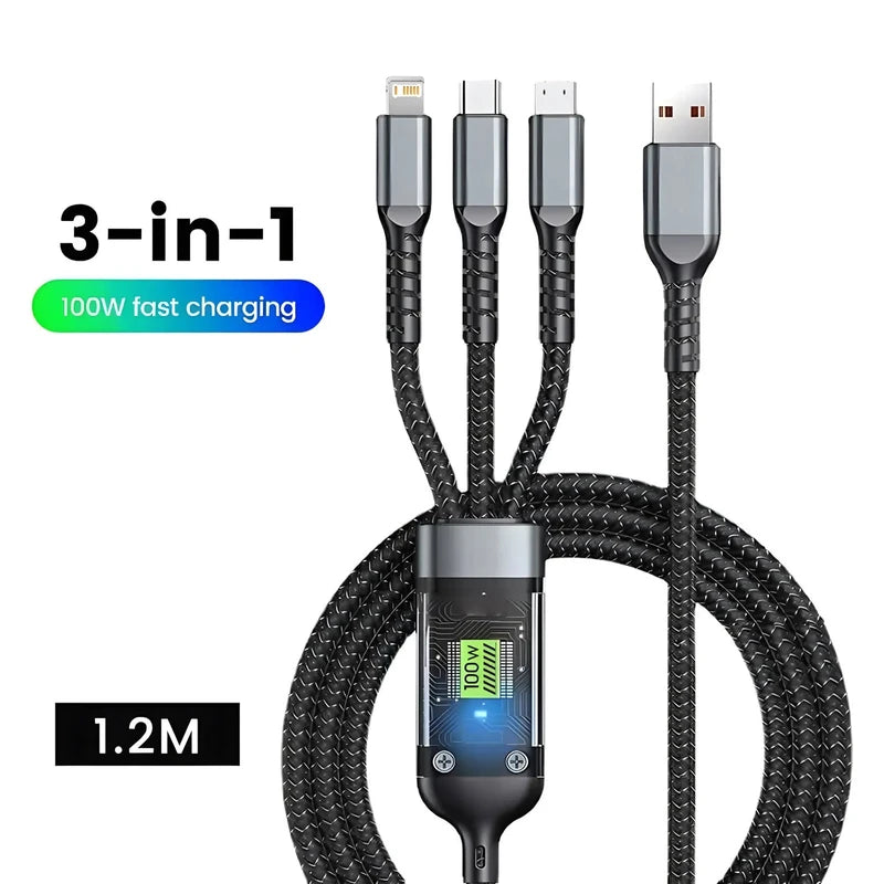 100W 3-In-1 Fast Charging Cable