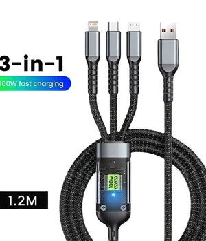 100W 3-In-1 Fast Charging Cable
