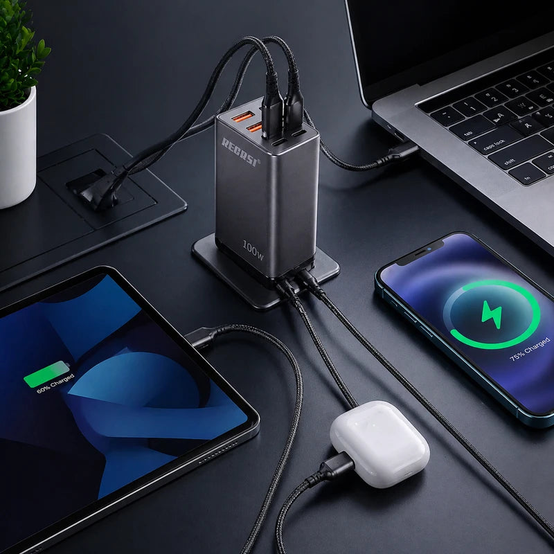 100W Super Fast Multi-Port Charging Adapter With Cable