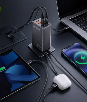 100W Super Fast Multi-Port Charging Adapter With Cable