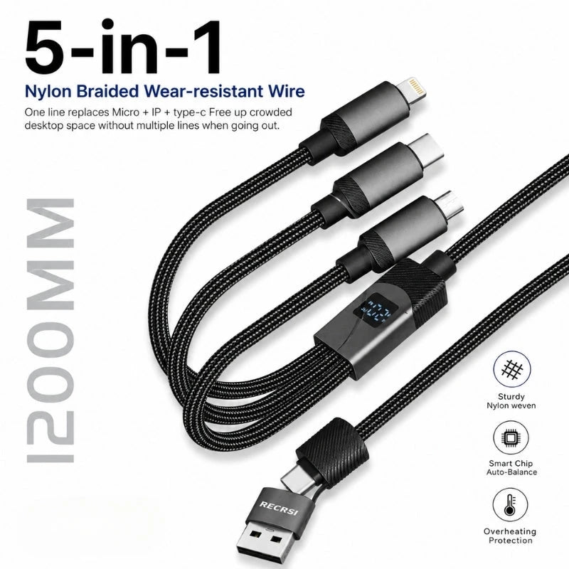 5-in-1 Smart Power 120W Fast Charging Cable