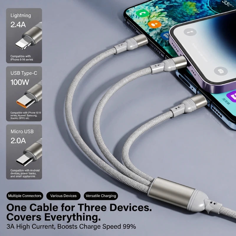 5-in-1 Smart Power 120W Fast Charging Cable