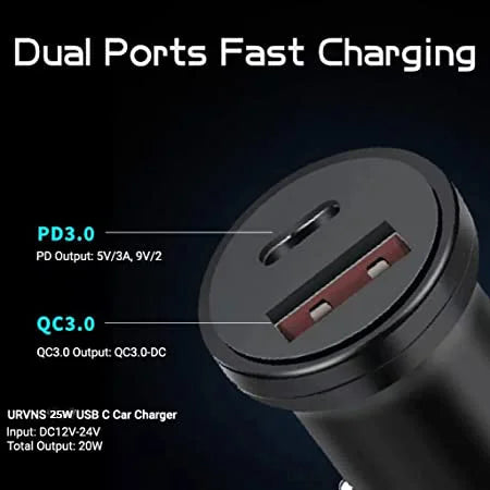 Car Charger (USB & C-Type Port)