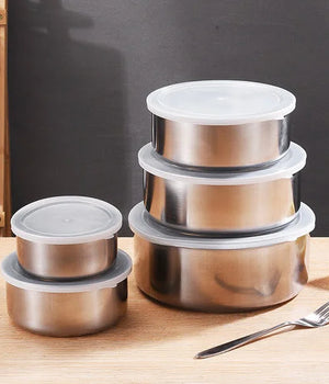 5pcs Stainless Steel Food Bowl with Airtight Lids