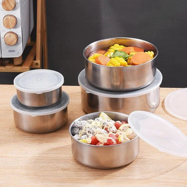 5pcs Stainless Steel Food Bowl with Airtight Lids