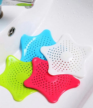 Star Shape Silicon Drain Strainer (Set Of 5)