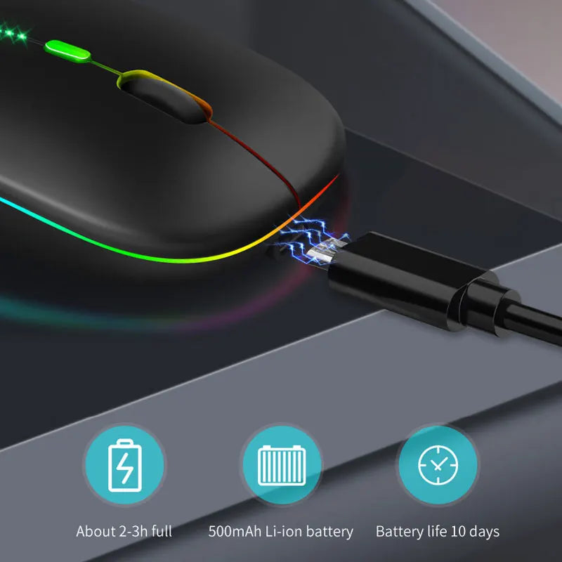 Bluetooth USB Rechargeable RGB Lighting Mouse