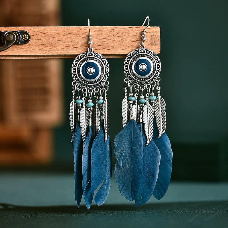 Women's Fashionable Long Feather Earring