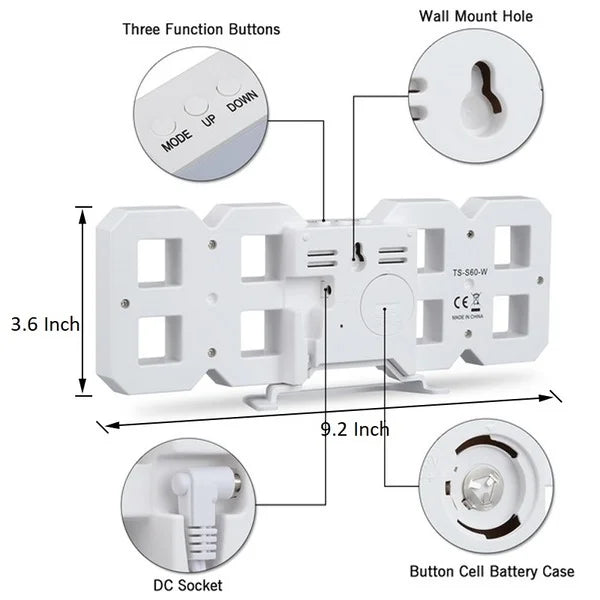 LED Digital Wall Desk Clock