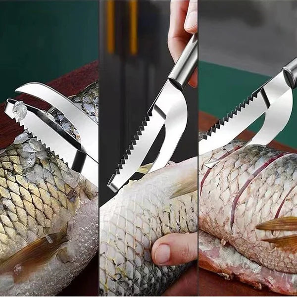 Stainless Steel Fish Scale Remover With Knife