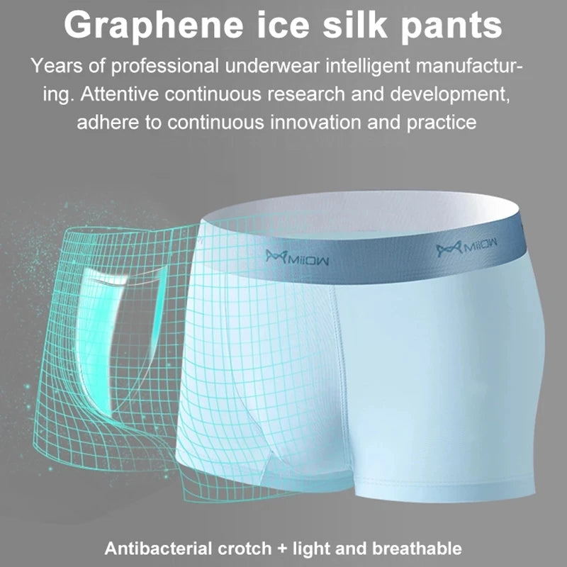 Men's Breathable Anti-Bactorial Ice Silk Boxer (4 Pcs)