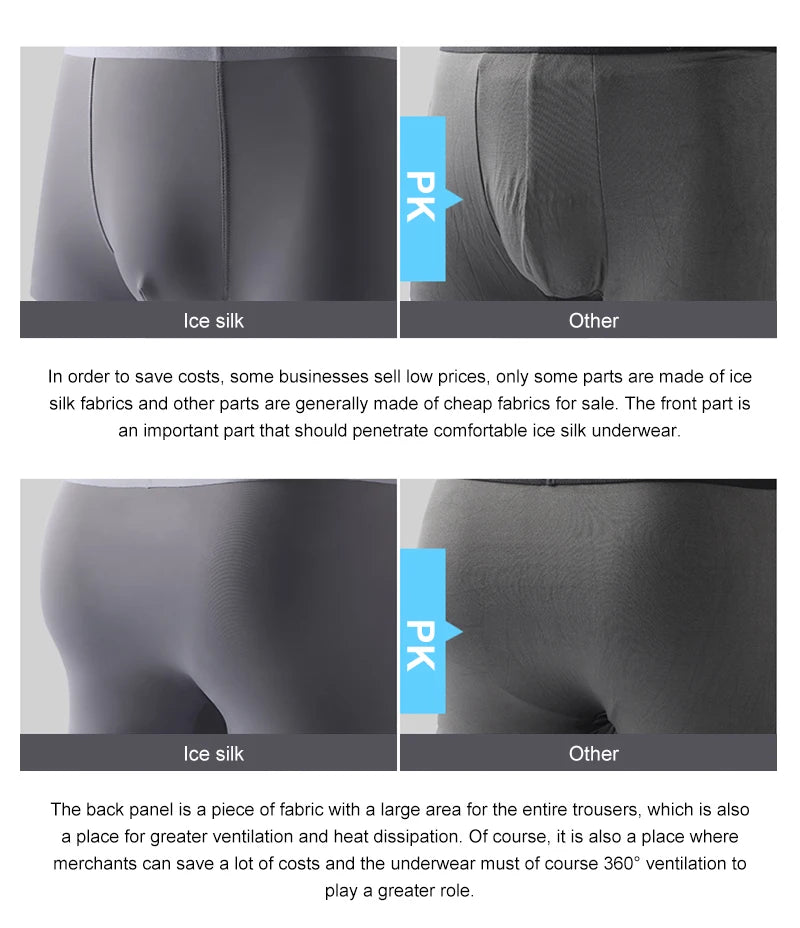Men's Breathable Anti-Bactorial Ice Silk Boxer (4 Pcs)