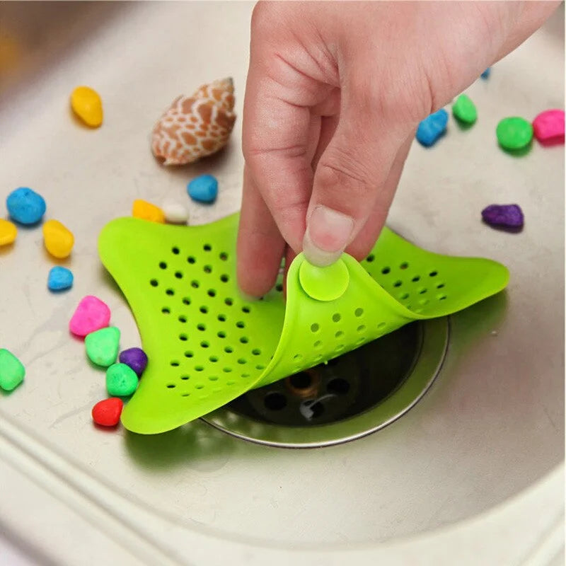 Star Shape Silicon Drain Strainer (Set Of 4)