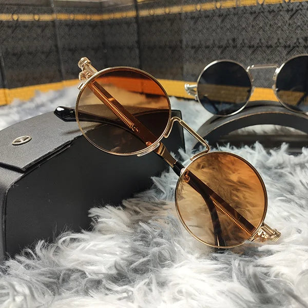 Rounded Metal Spreng Fashionable Sunglass