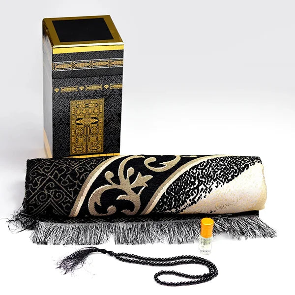 Kaaba Boxed Salah Mat With Attar Tasbeeh