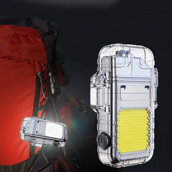 Transparent Dual Arc Lighter with Flashlight