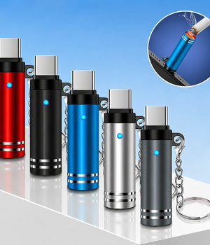 Mini Type-C Windproof Lighter With Key Ring