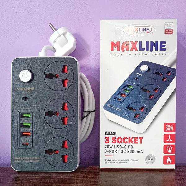 Maxline 3-Type Port Fast Charging Multiplug