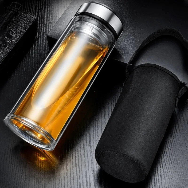 Leakproof Portable High-Grade Glass Water Bottle (500 ML)