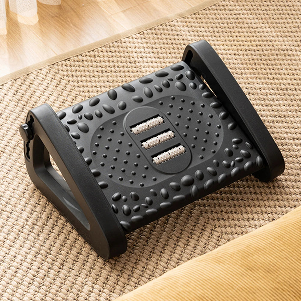 Ergonomic Footrest Stool With Massage Rollers