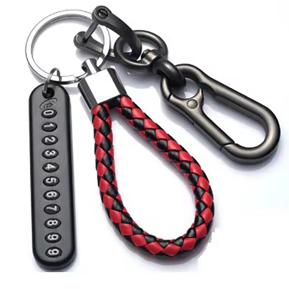 Smart Leather Rope Key Ring With Phone Number