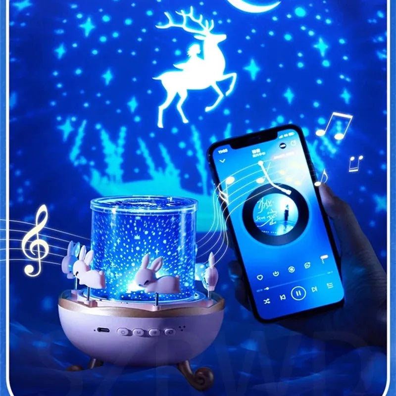 Creative Rechargeable Rotating Night Light Projector