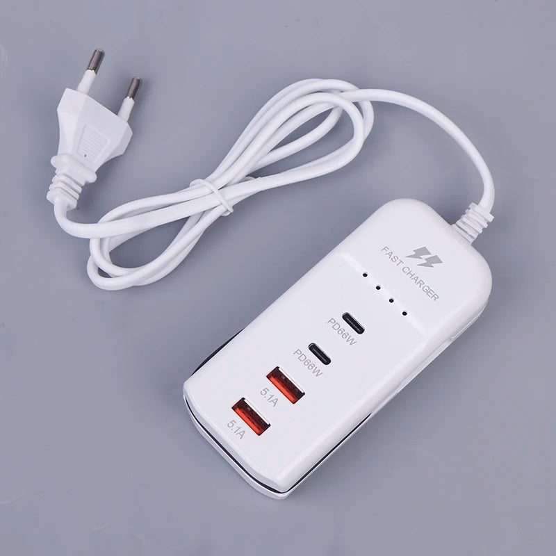 66W 4 Ports USB C Type Fast Charging Adapter