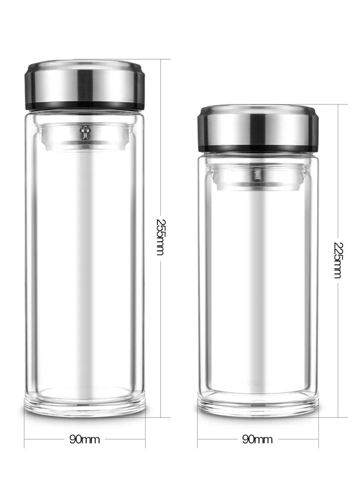 Leakproof Portable High-Grade Glass Water Bottle (500 ML)