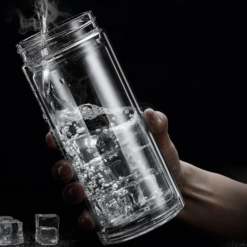 Leakproof Portable High-Grade Glass Water Bottle (500 ML)