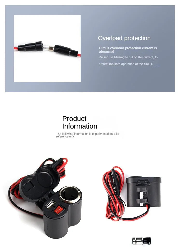 Motorcycle USB Waterproof Charger With Lighter