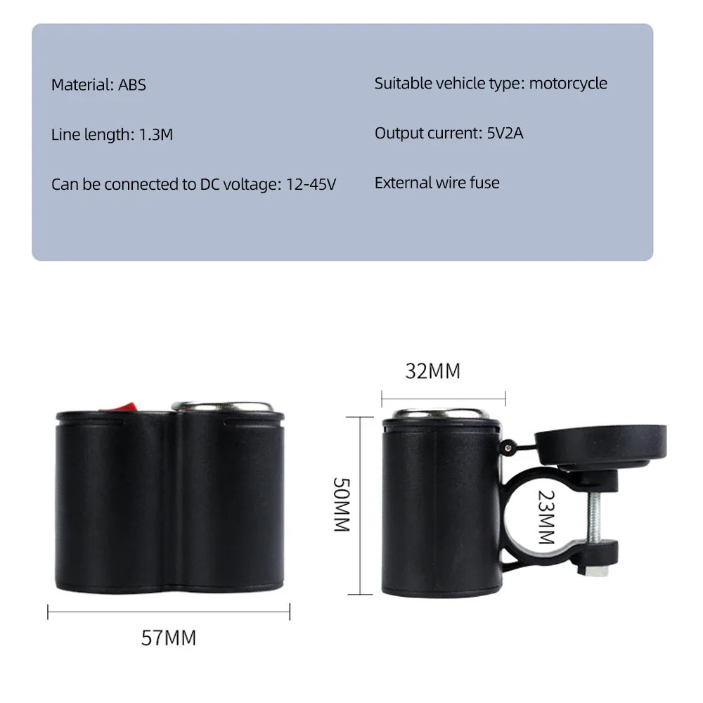 Motorcycle USB Waterproof Charger With Lighter