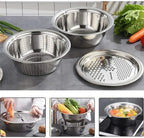 3-in-1 Stainless Steel Vegetable Slicer Drain Basket