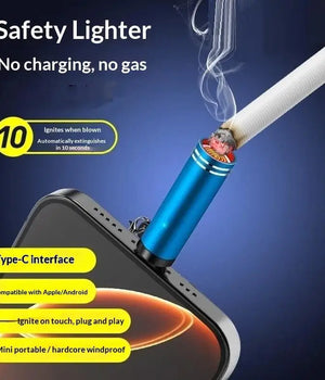 Mini Type-C Windproof Lighter With Key Ring