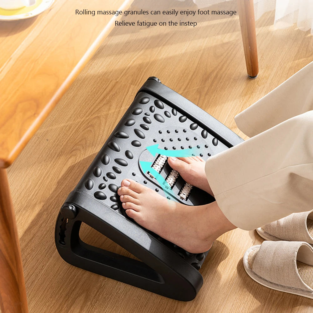 Ergonomic Footrest Stool With Massage Rollers