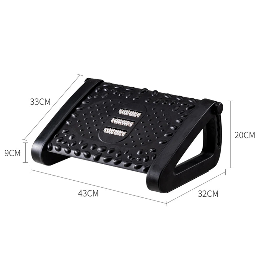 Ergonomic Footrest Stool With Massage Rollers