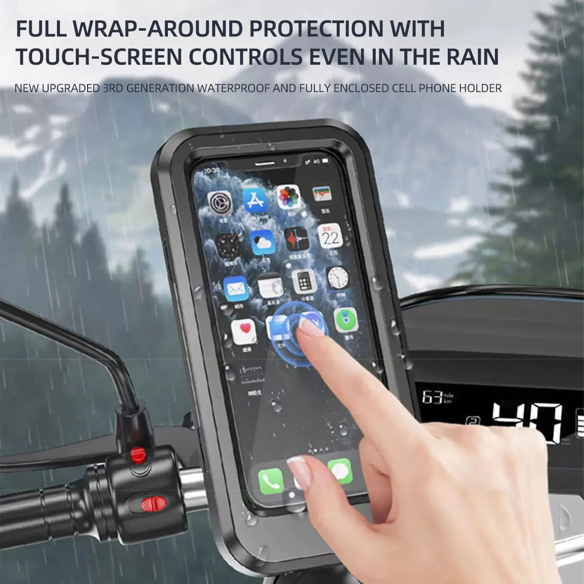 360° Waterproof Motorcycle Mobile Phone Holder