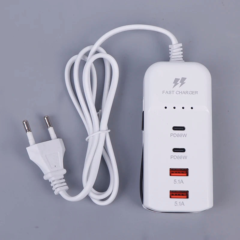 66W 4 Ports USB C Type Fast Charging Adapter