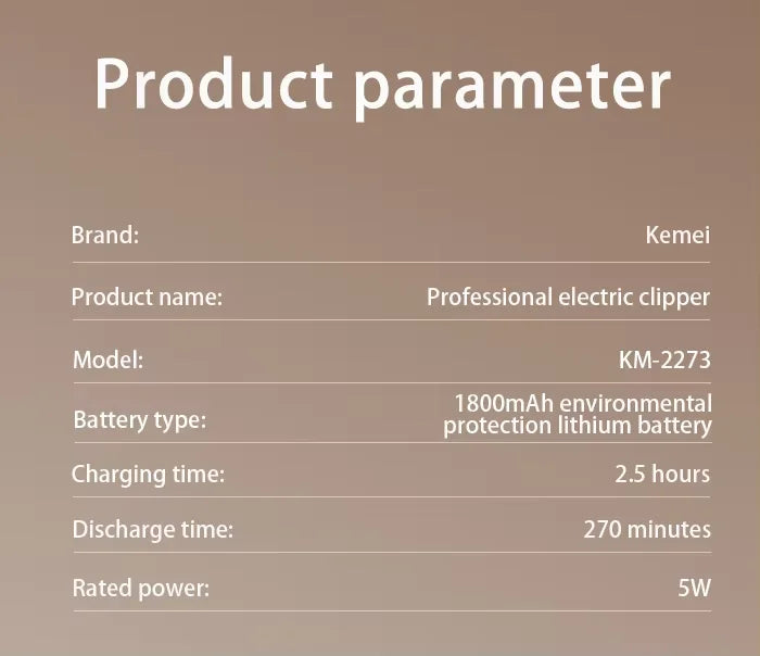 Kemei Professional Smart Display Rechargeable Trimmer