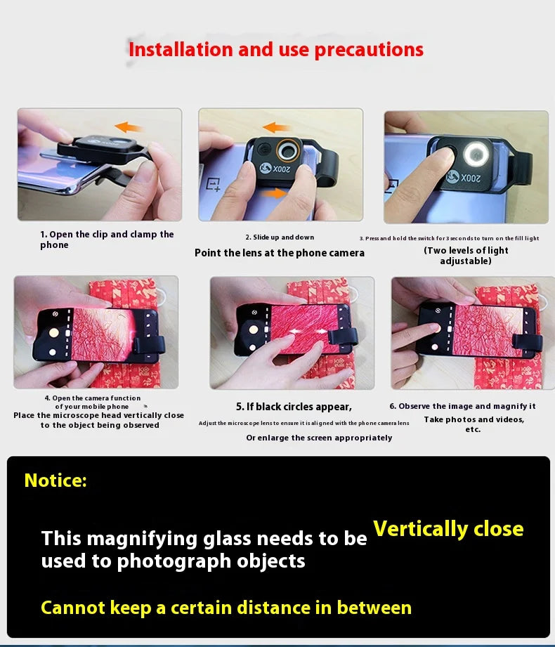 200X Microscope Universal Lens For Phone Camera