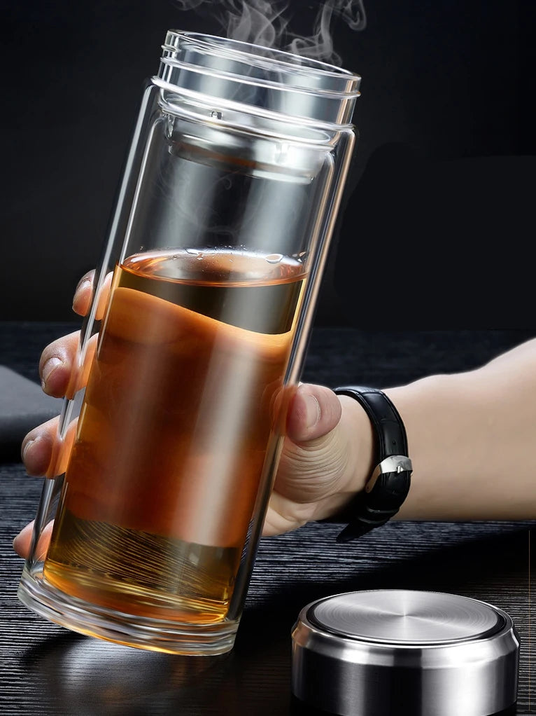 Leakproof Portable High-Grade Glass Water Bottle (500 ML)