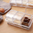 Transparent 4 Grid Spice Box With Spoon