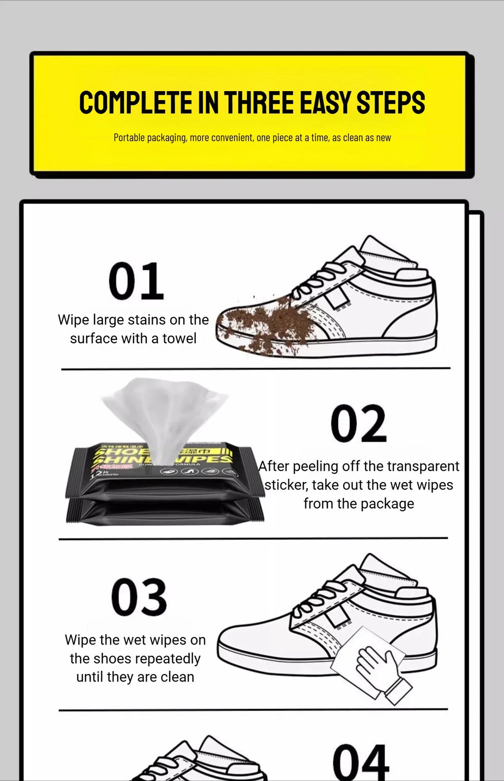 Disposable Quick Shoe Cleaning Wipes