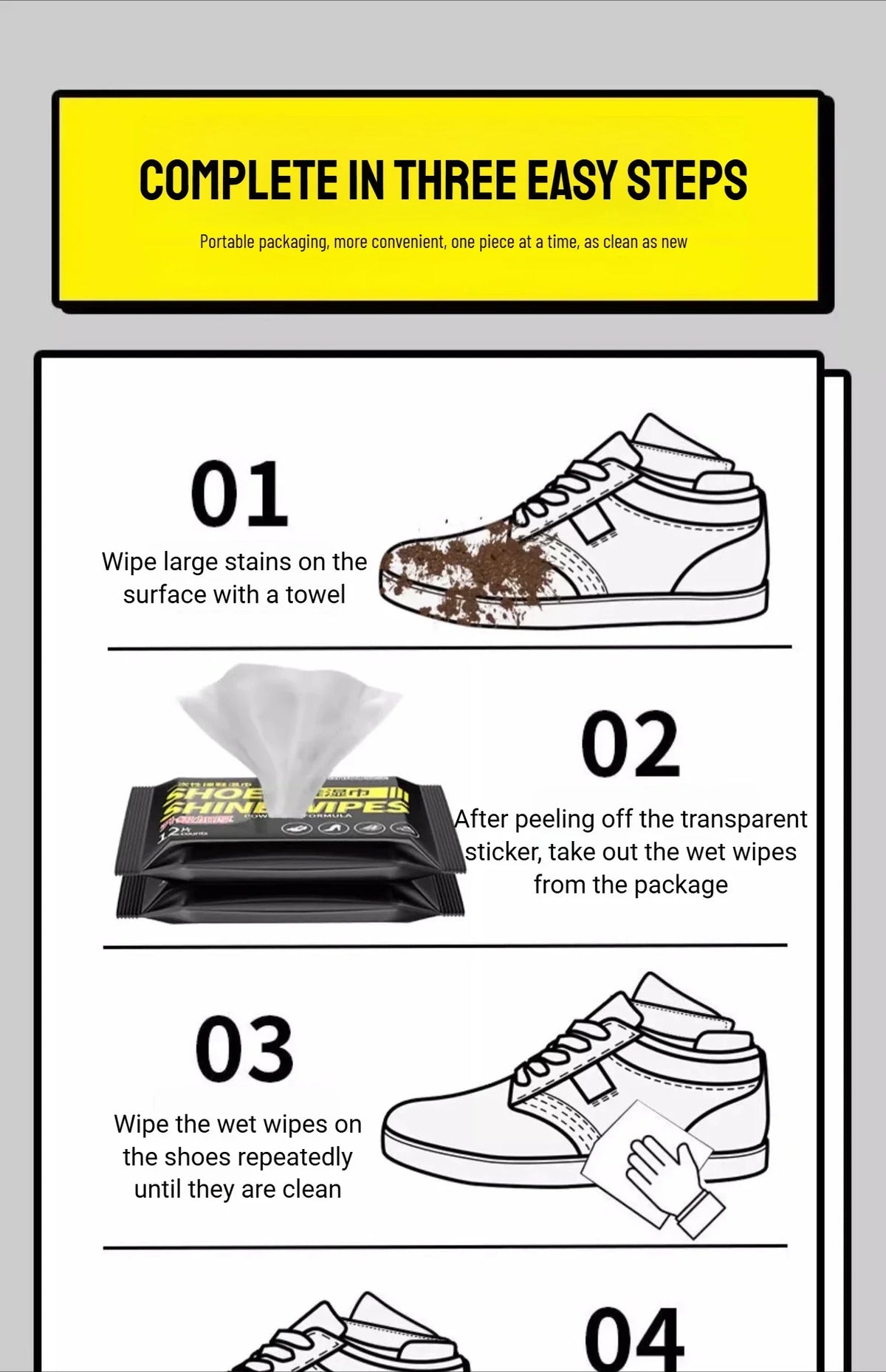 Disposable Quick Shoe Cleaning Wipes