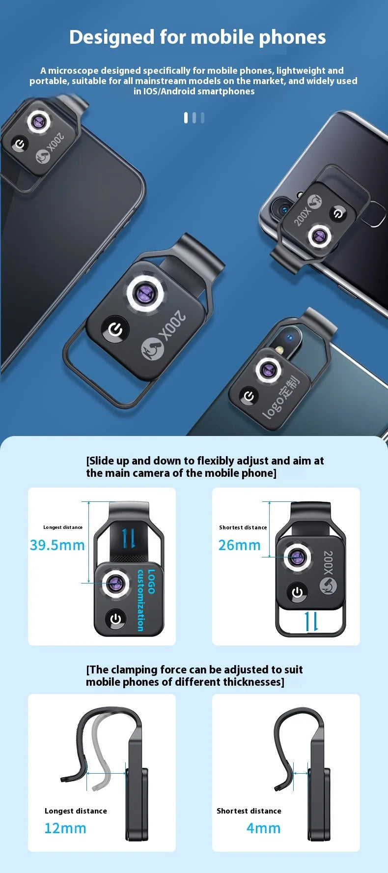 200X Microscope Universal Lens For Phone Camera