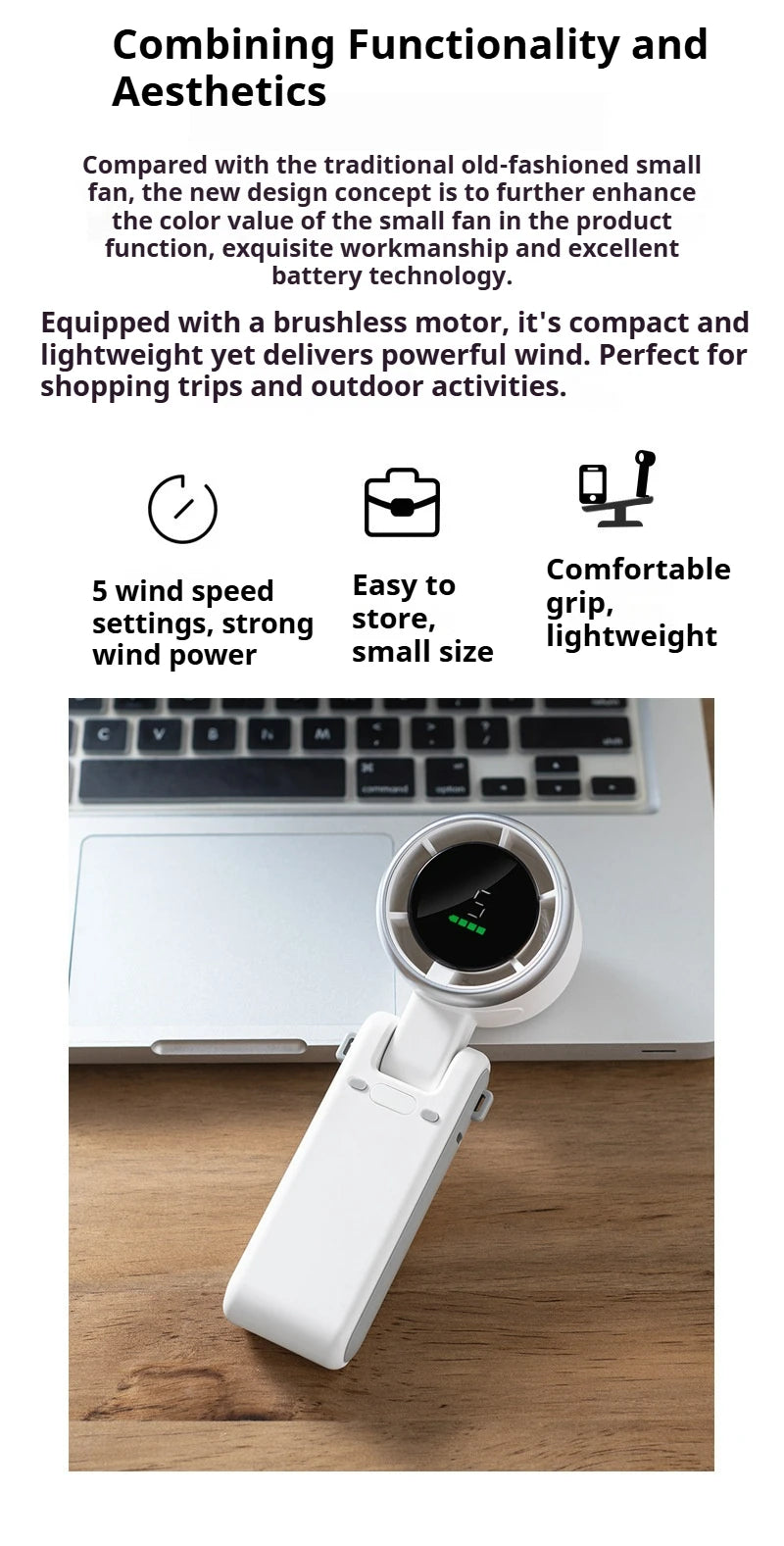 5-Speed Foldable Handheld Turbo Fan