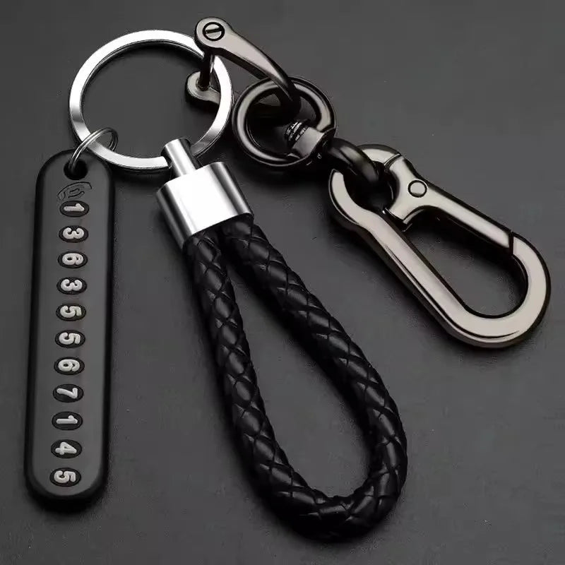 Smart Leather Rope Key Ring With Phone Number