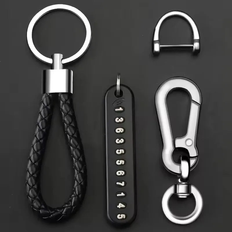 Smart Leather Rope Key Ring With Phone Number
