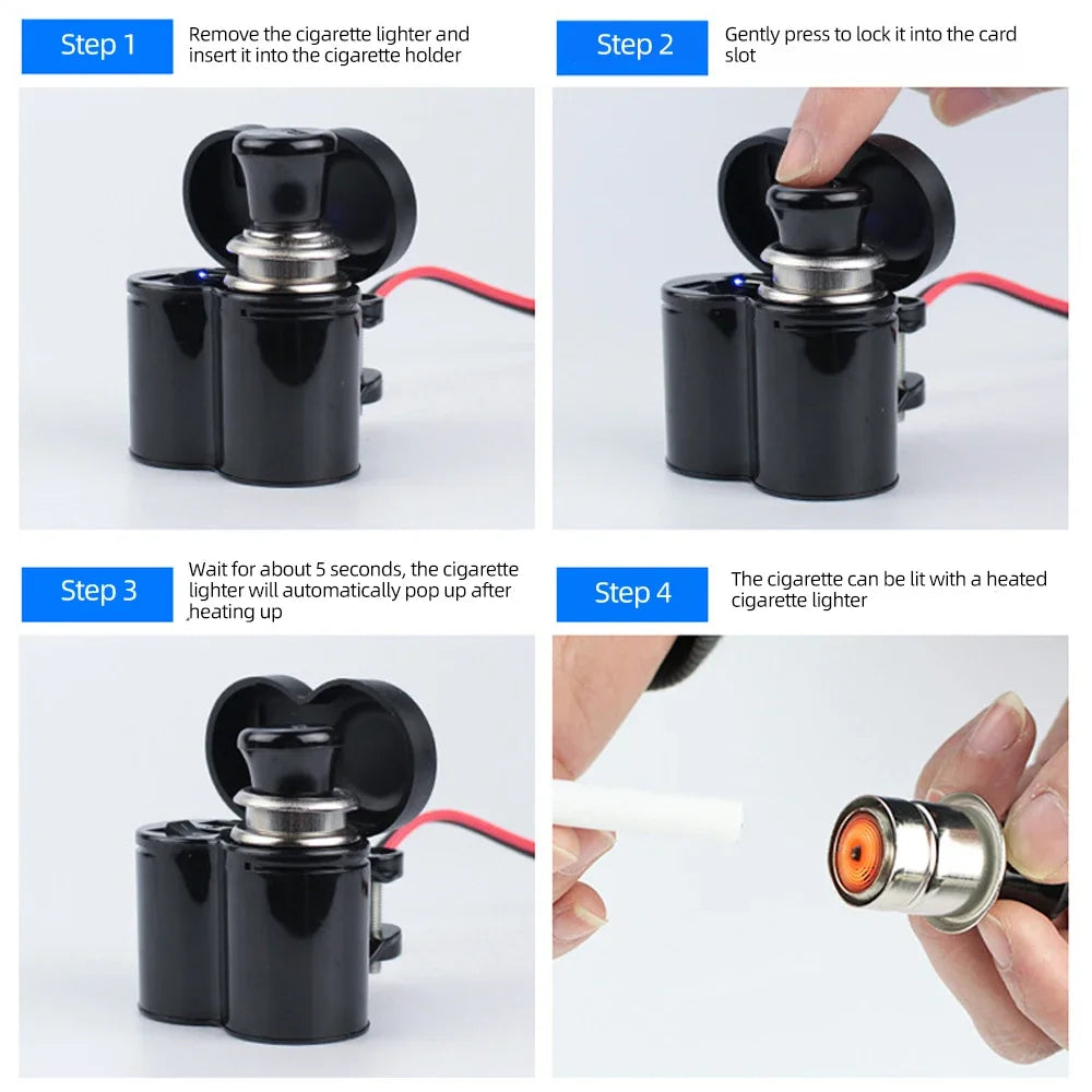 Motorcycle USB Waterproof Charger With Lighter